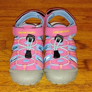Dream Pairs Pink and Light Blue Closed-Toe Sport Sandals